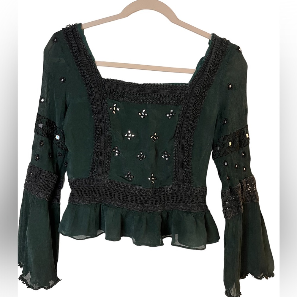 Renaissance Style Dark Green Crop Top